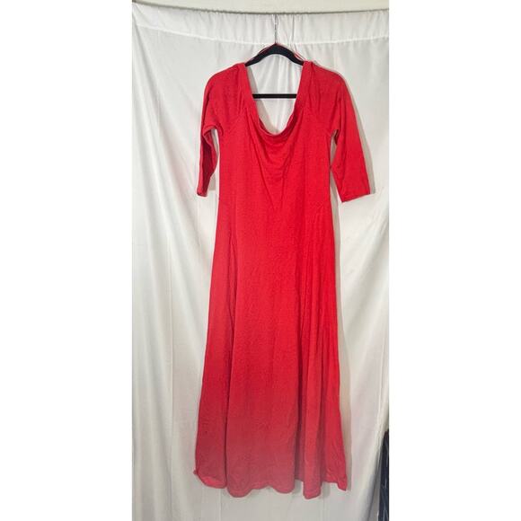 Free People Beach Carrie Midi Dress Atlas Red Large Off Shoulder Cotton Boho - Picture 3 of 6